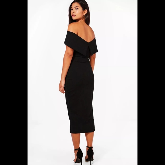 🆕️ LISTING!! BOOHOO OFF SHOULDER WRAP MIDI DRESS - Picture 4 of 16